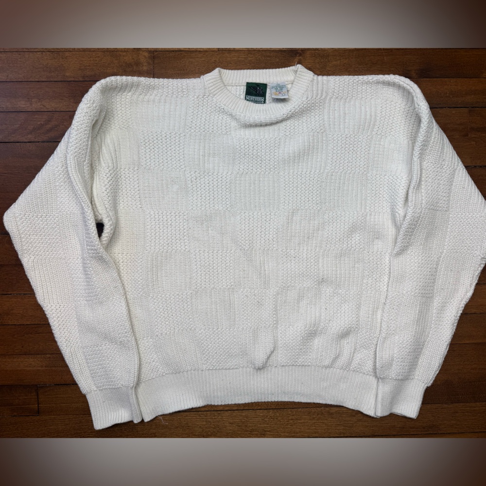 Vintage 80/90s Northern Reflections White Heavyweight Cotton Sweater Woman’s XL